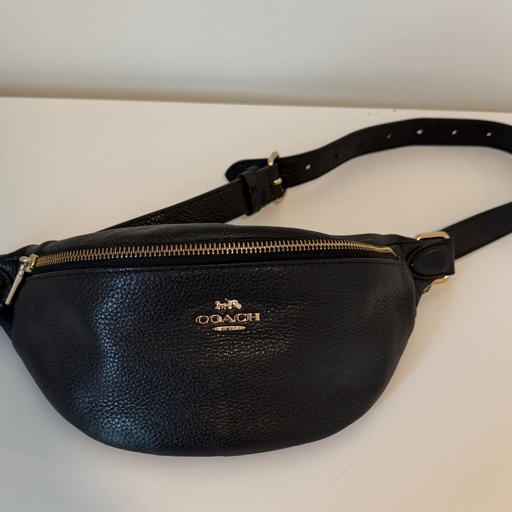 Coach Black Pebbled Leather Waist Bag